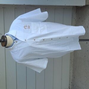 CIGAR AFICIONADO Collection Pocket White Cotton Weave XL Button Up Shirt VTG 90s